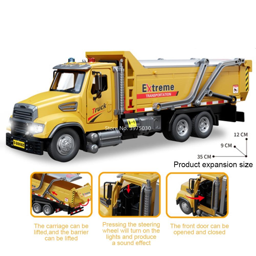 Crane Excavator Toy Cars Models Alloy Diecast Doors Opened Miniature Transport Vehicle Rubber Tires Mixer Truck Collectible Item