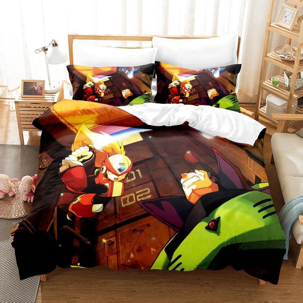 Mega Man X DiVE Bedding Set Single Twin Full Queen King Size Bed Set Adult Kid Bedroom Duvet Cover Sets 3D Anime Bed Sheet Set