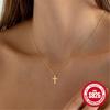 Simple S925 Sterling Silver Ins Landscape Classic Cross Ladies Collarbone Necklace