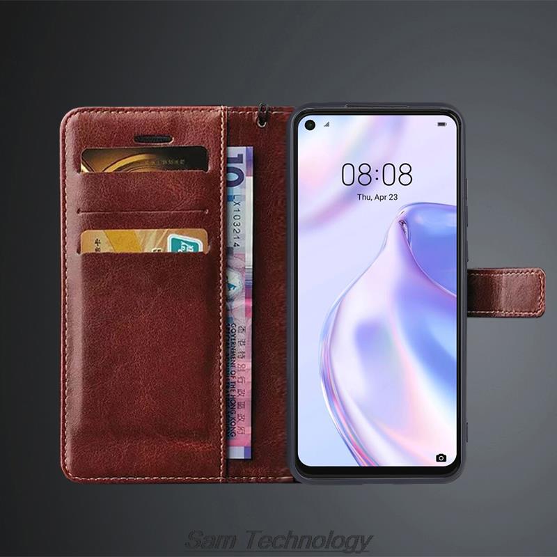 Etui dla Huawei P40 Lite 5G Uchwyt na karty Pokrowiec portfelowy Skórzane etui z klapką Retro P40 Lite 5G Dopasowane etui Biznesowe Fundas Coque