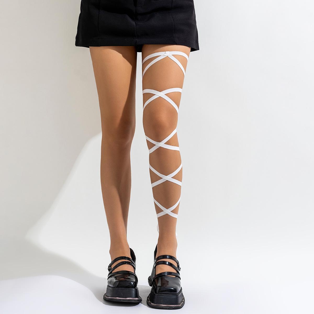 

JK leg rings dark elastic straps thigh rings female sexy leg chains straps foot accessories Elastic Belt