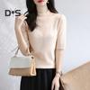 Women Sweater Half High Collar Half Sleeve Knitting Tops Solid Color Slim Fit Sweater Tops Commuting Street Wear