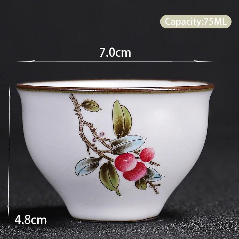 Boutique Ceramic Teacup Meditation Cup Hand Painted Landscape Travel Tea Bowl Handmade Tea Set Accessories Pu'er Master Cup