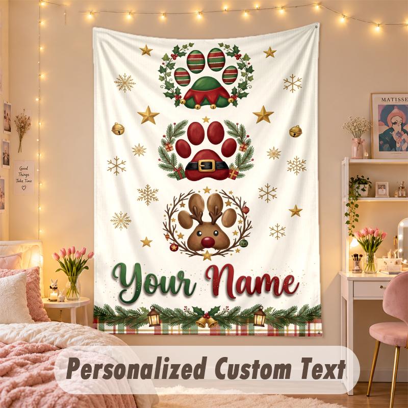Wall Hanging TapestryChristmas Custom Name Print Art For Indoor Home Room Decoration Holiday Gift