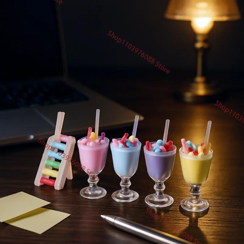 Children's Dollhouse Ice Cream Cup Simulation Cream Dessert Model Kitchen Food Decoration and Handmade Toy Set (4-piece Set)