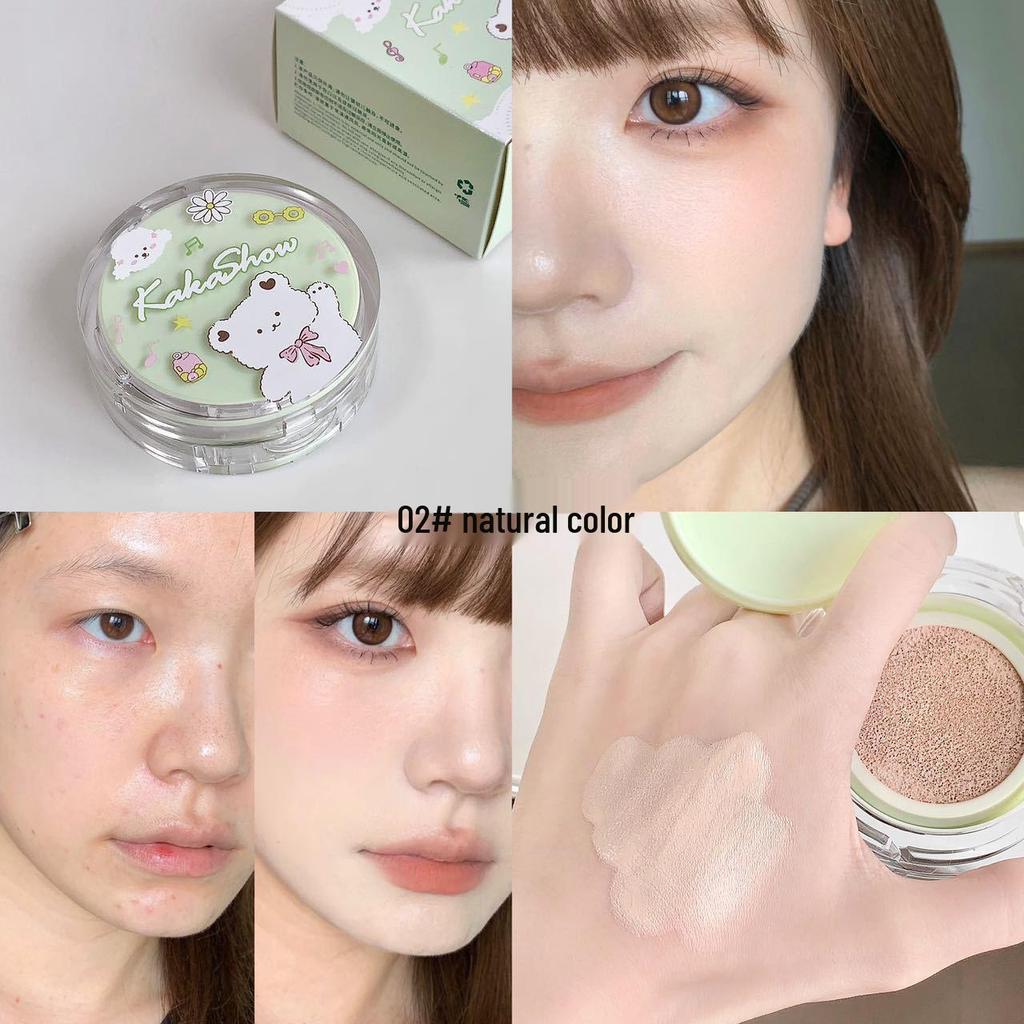 Kakashow Little Bear Cushion Foundation: Creamy, Waterproof, Long-Lasting BB Cream with Refill for Flawless Skin.