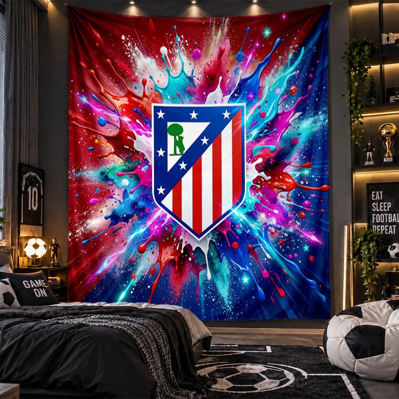 Wall Hanging Tapestry Atletico Madrid Print Cloth for Living Room Bedroom Home Decor