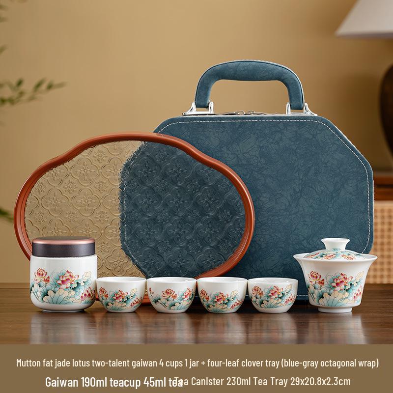 Elegant Mutton Fat Jade Teapot Gift Set - Dehua Ceramics Reception Souvenir