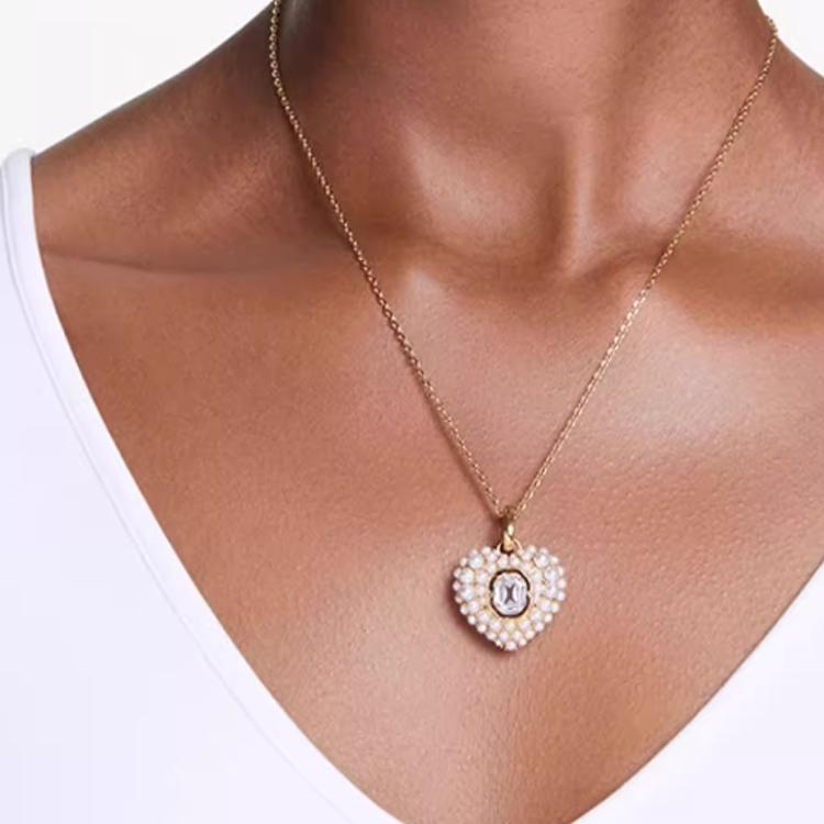 Swarovski Heart Pendant With Crystals Women Necklace Gold 5680399