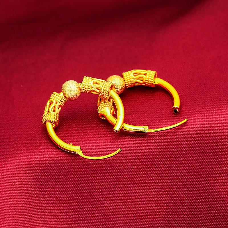 Transfer Beads Vietnam Sand Gold Transfer Beads Earrings Brass Gold-Plated Smooth Small Gold Beads Transfer Beads Women'S Earrings