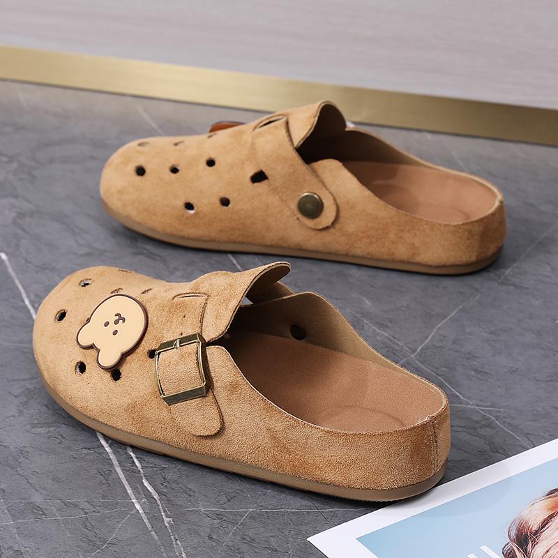 Fashion New Women Suede Clogs Slippers Soft Insole Sandals with Arch Support Shoes Outdoor Beach Suede Clogs Slippers Women Sandals