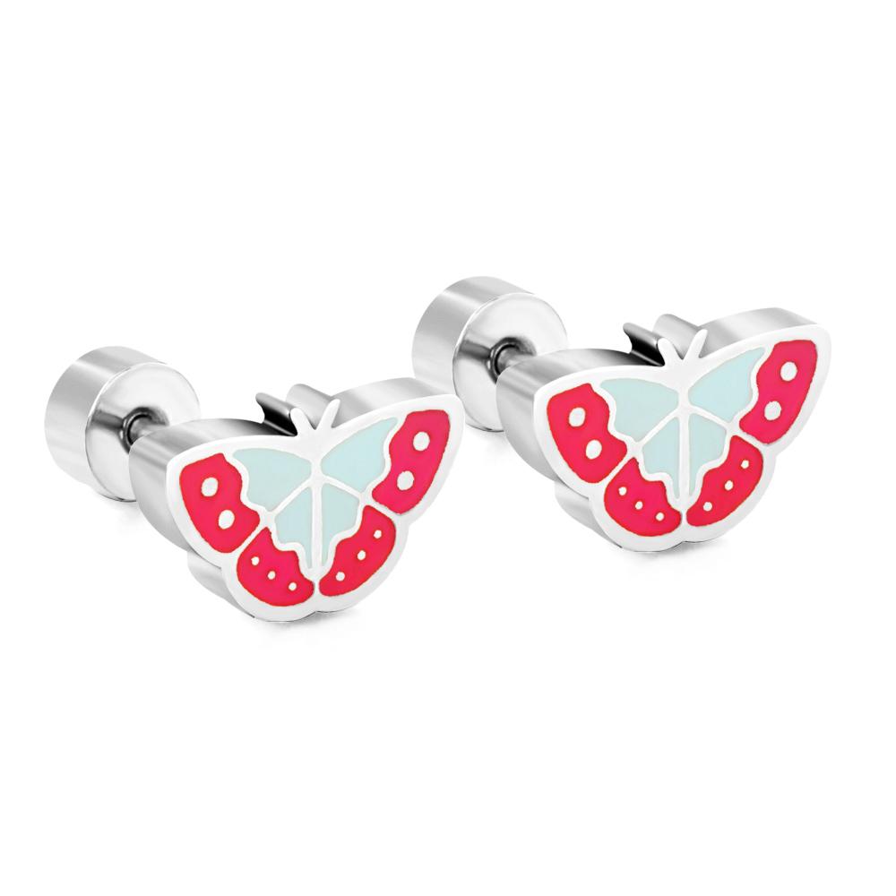 Cute Girls's Tiny Earrings Acrylic Childlike Animals Piercing Small Butterfly Stainless Steel Penguin Studs