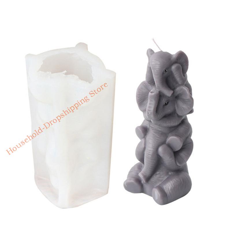 85AD 3D Stacked Animal Mold Adorable 3D Deer Elephant Kitten Bird Silicone Mould for Homemade Cake Chocolate Crafts