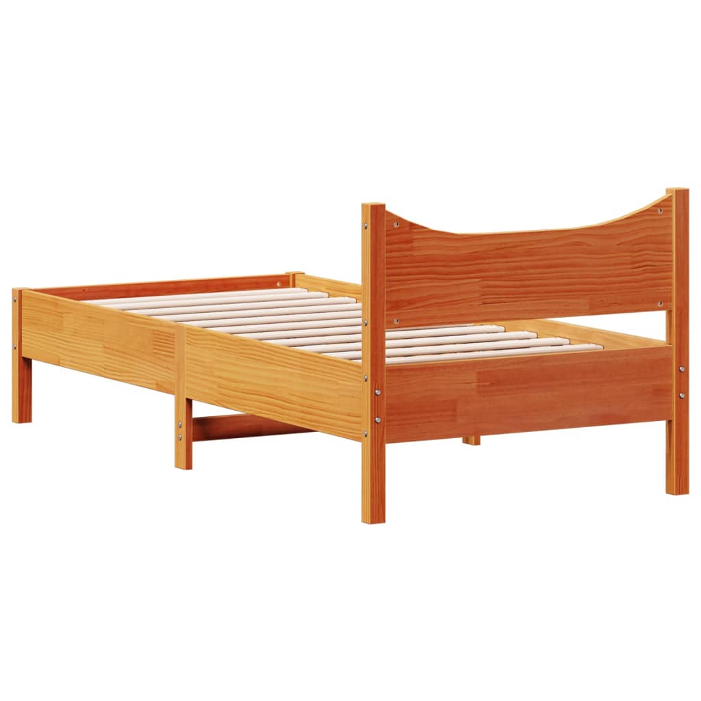 Solid Wood Bed Frame without Mattress Wax Brown 75 x 190 cm Pine Wood
