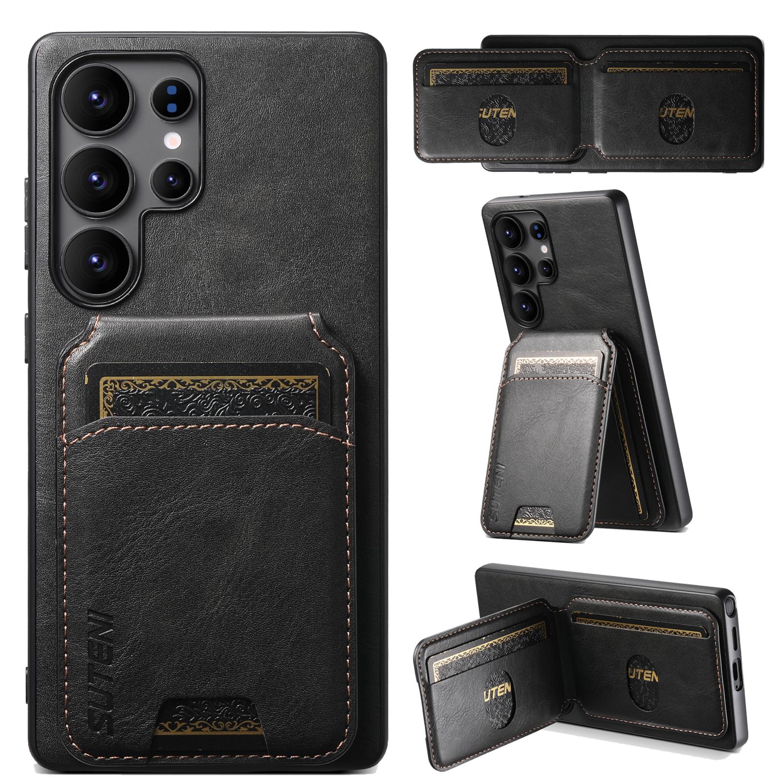 

Card Holder SUTENI Luxury Faux Leather Kickstand Phone Case Feel For Samsung Galaxy S26 Ultra S25 Plus S24 S23 S22 Note20 Ultra Galaxy S25 Ultra чорний