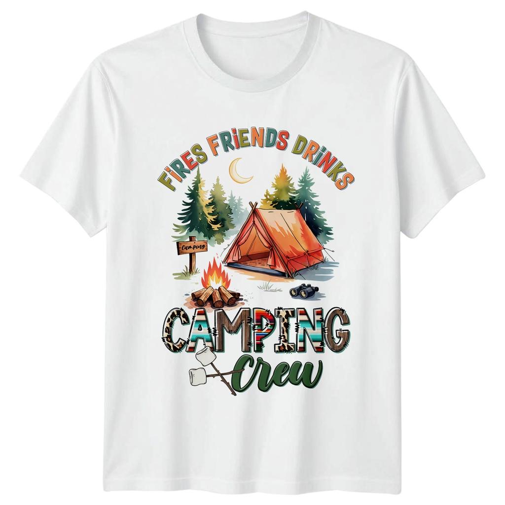 Camping Crew Fires Friends Drinks Outdoors Graphic Tee Unisex Unisex Unisex Top
