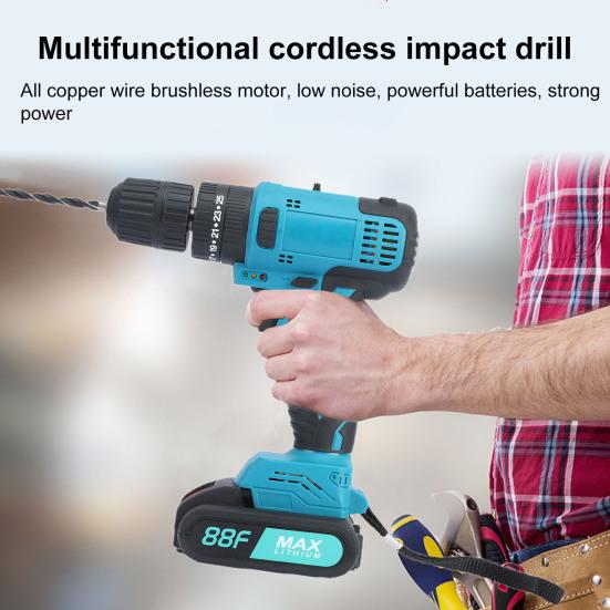 21V Electric Drill Cordless Powerful Multifunction Variable Speed Impact Driver with 27Pcs Accessories