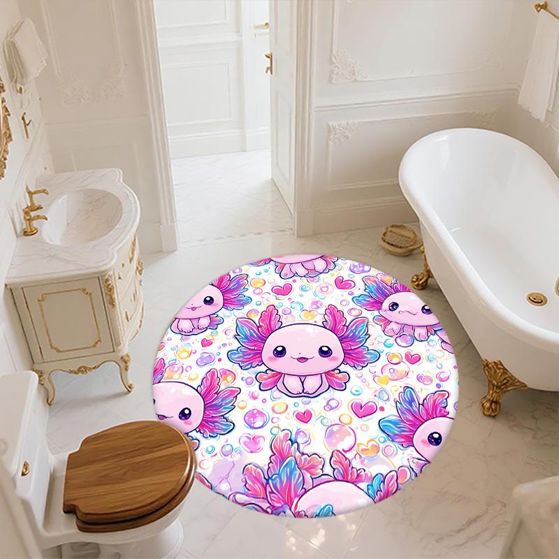 Tappeto Rotondo Axolotl e Camaleonte, Tappeto per Soggiorno Camera da Letto Divano Sala Giochi Decorazione, Tappetino Antiscivolo