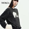 MO&Co. Women's Glitter Cotton Printed Pullover Sweatshirt