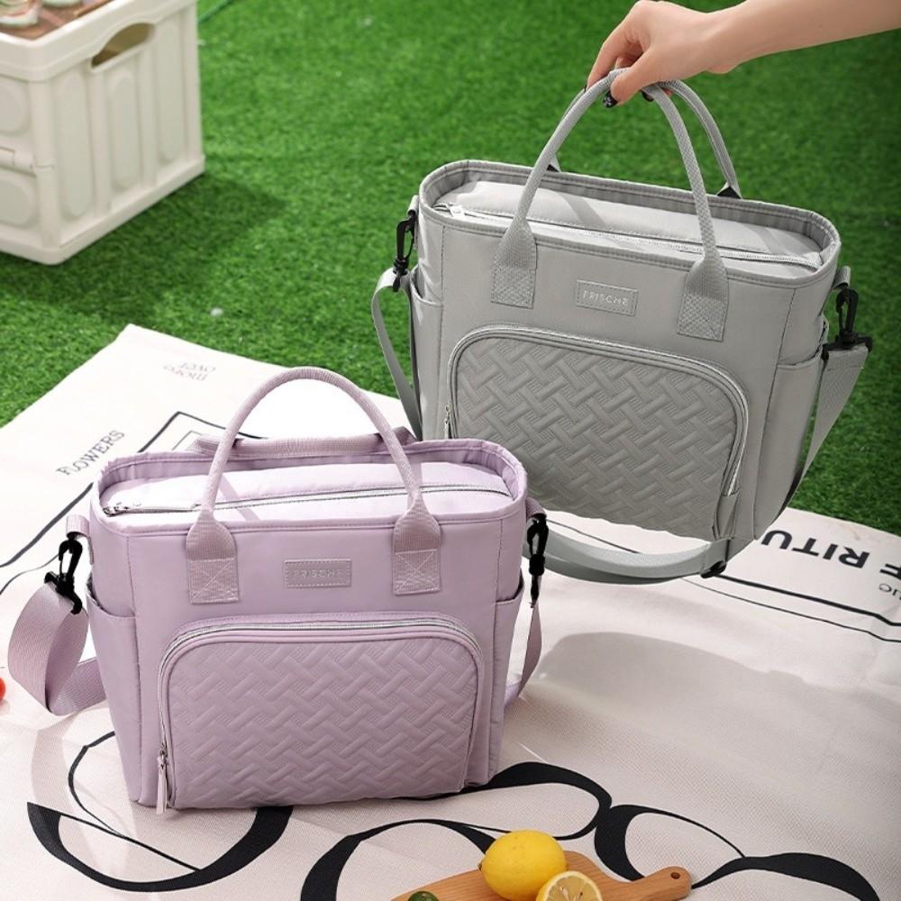 Portable Polyester Lunch Bag Waterproof Leakproof Insulated Cooler Bag Large Capacity Collapsible Lunch Pouch for School Work