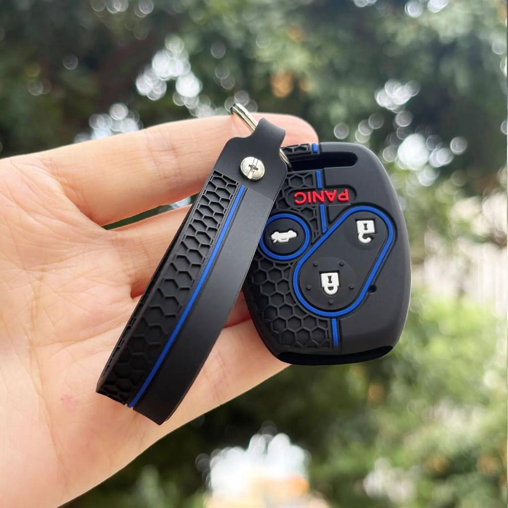 Key Fob Case Keychain For Honda Civic 4D Jazz Gr8 CR-V SRV FRV Fit CSX Chord 7 Accord Emblem Extra Screw Silicone Protection
