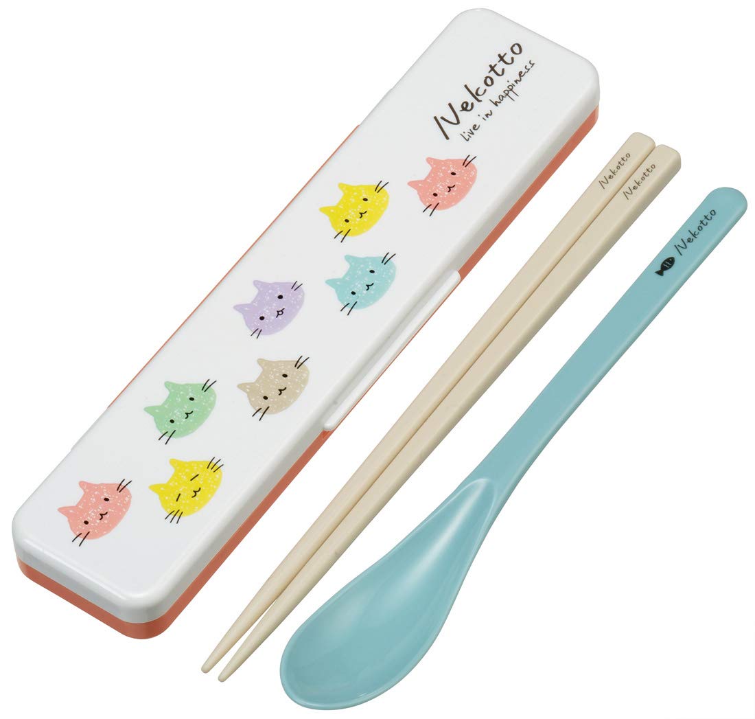 

Skater Chopsticks and Spoon Combo Bento Adult Silent Silicone Made in CCS3SAAG Set, 18cm, Antibacterial, Box, Size, Cushion, Japan, Nekotto, Colorful,