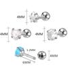 1 Pair 4Mm Multicolor  Stud Earrings For Women Ear Bone Nail Cartilage Ea