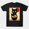 Men Black Print T-shirt Cat No-Cut Transfer Paper Print Cotton Tshirt