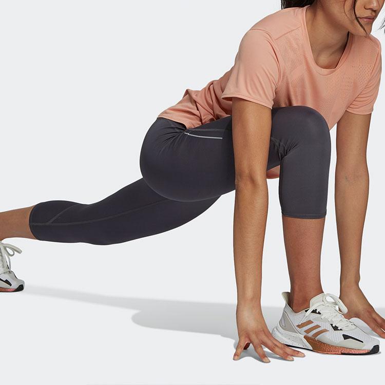 Adidas Solid Color Round Neck Sports Short Sleeve T-Shirt Women Tops Red Pink GT3044