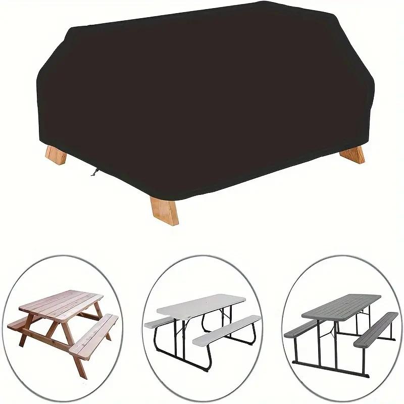 

Heavy-Duty Oxford Fabric Outdoor Furniture Cover - All-Weather Heavy Rain/Snow Table & Chair Protector with Adjustable 102x102x53.2cm чёрный