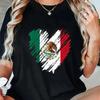 Unisex Graphic Tshirt Oversized Mexico City Flag Heart Top In Lightweight Casual Style For All Seasons