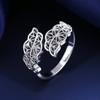 Korean Style Simple Leaf Pattern Adjustable Open Ring Minimalist Trending Finger Ring for Women Daily Casual Jewelry Wholesale