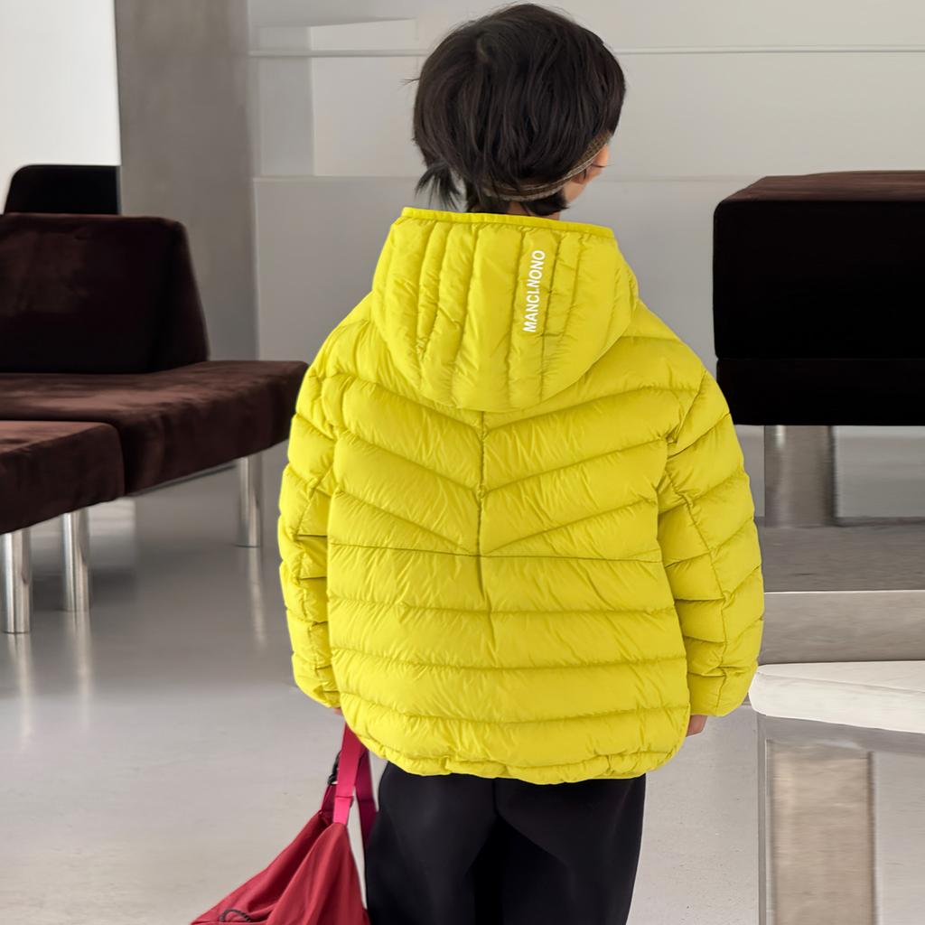 Leichte warme Daunenjacke im koreanischen Stil für Kinder - Kapuzen-Kurzmantel für Jungen und Mädchen mit Entendaunenfüllung