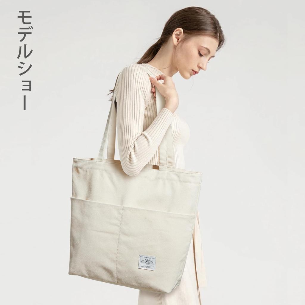 Tote Bag for Shoulder Large Large Canvas For With With Pocket [KALIDI] Women, Bag, Capacity, Over-the-Shoulder Bag, Tote, Plain, School, Travel,