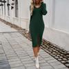 Women's Autumn and Winter Sexy Slim V-neck Split Sweater Dresses