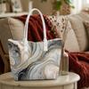 Elegant Marble Pattern Tote Bag Stylish Shoulder Bag for Daily Shopping Use