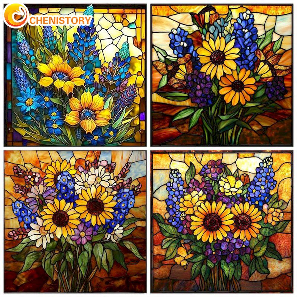 CHENISTORY 5D DIY Diamond Painting Flower Diamond Embroidery Paintings Accessories Number Full Square/Round Rhinestone Picture