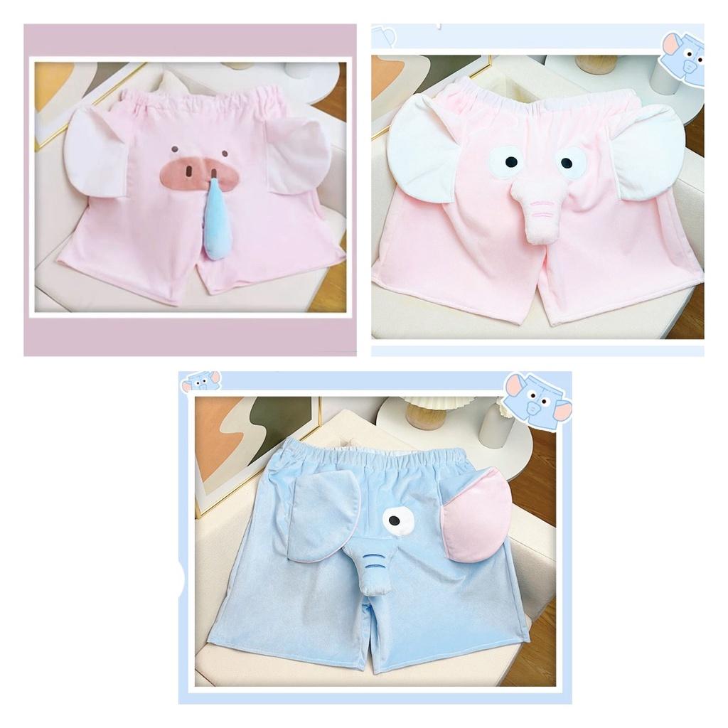 A Make Noise Stereoscopic Elephant Trunk Cartoon Pig Plush Home Panties Shorts