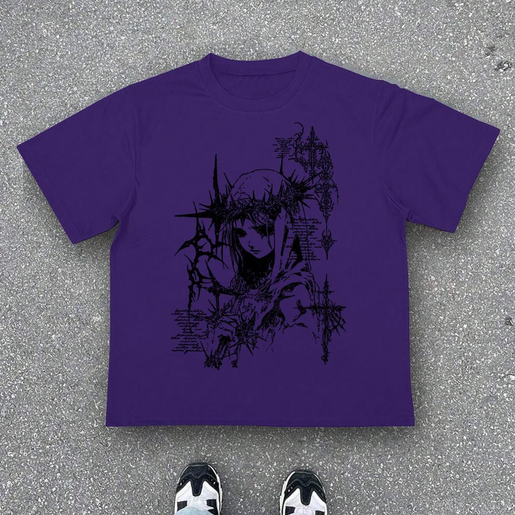 2K High Street Hip-Hop Dark Style Printed Long Sleeve T-Shirt