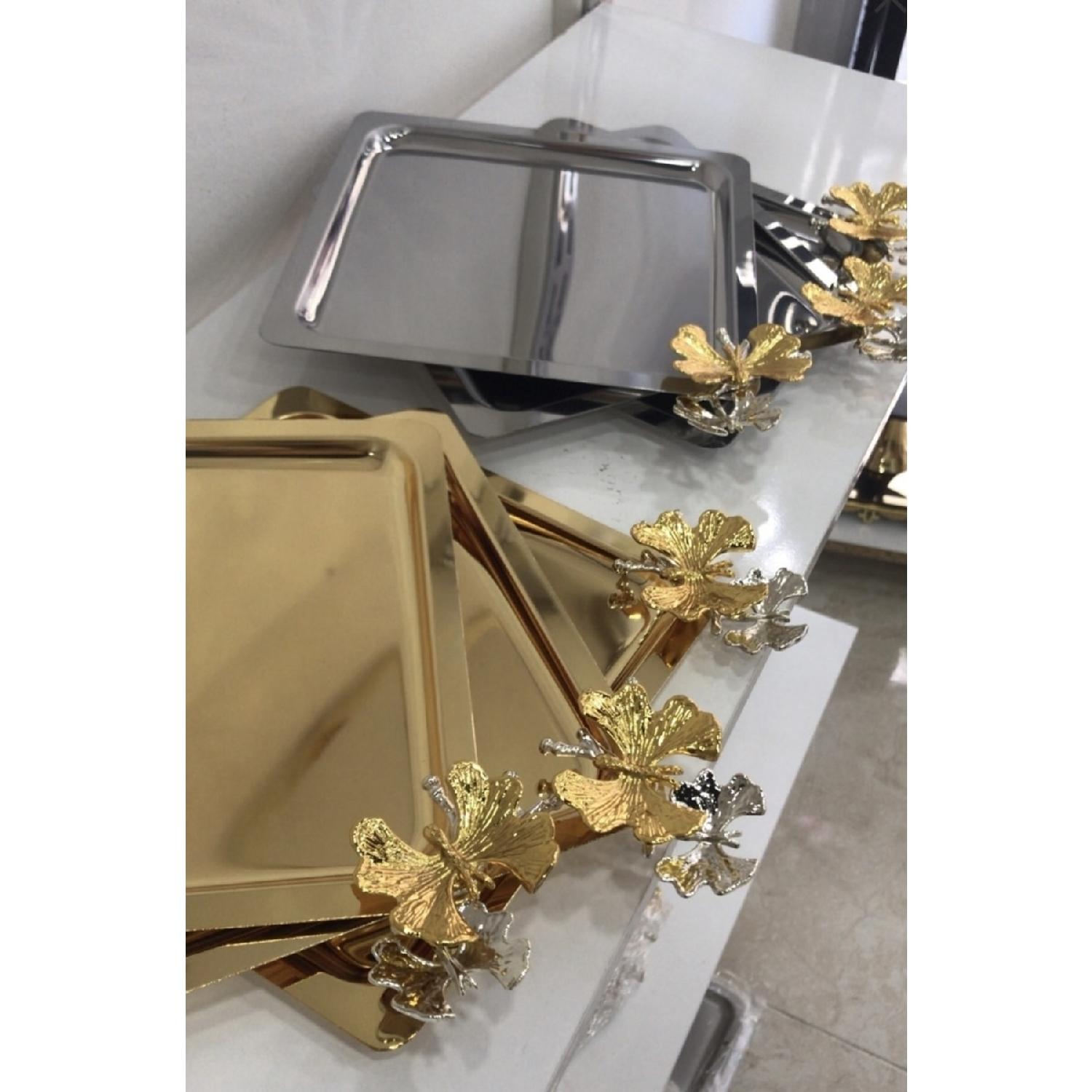 

Поднос из нержавеющей стали Square 3 Silver 3 Gold Butterfly