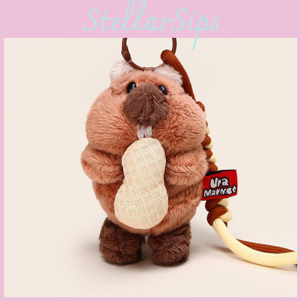 Cute Cartoon Eating Peanuts Groundhog Plush Toy Pendant Keychain For Bag Decor And Gifts