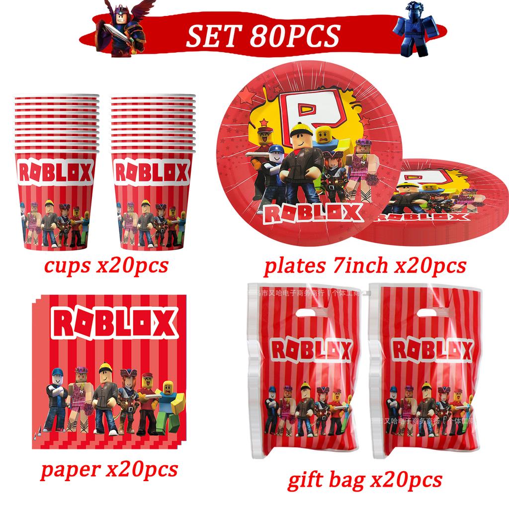 Roblox Birthday Party Decorations Supplie Celebration Disposable Tablecloth Cup Plate Baby Shower banner set Entertaining Play Safe Kid Friendly Fun