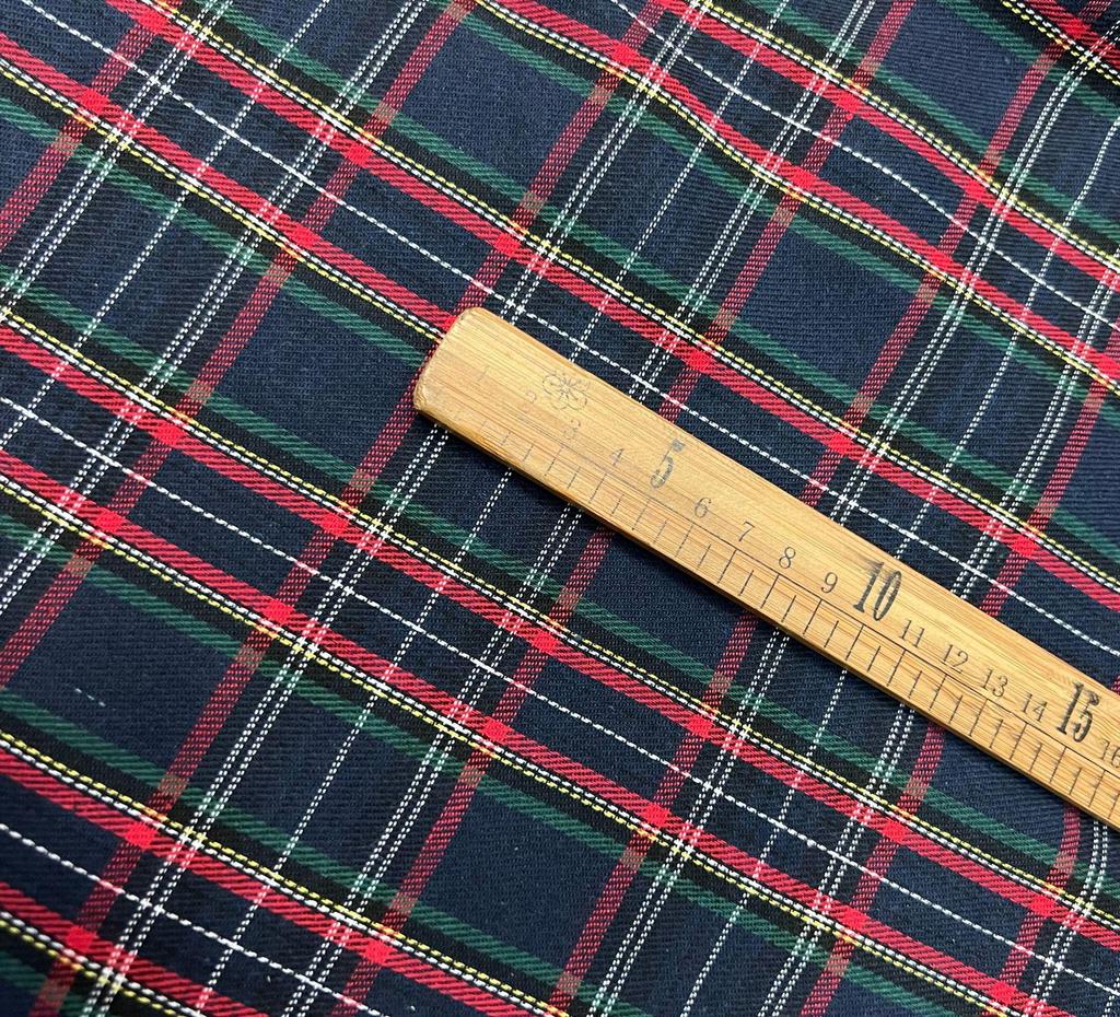 Red and Green Plaid Brushed Polyester Cotton Fabric for Christmas - Shirt, Dress, Tablecloth