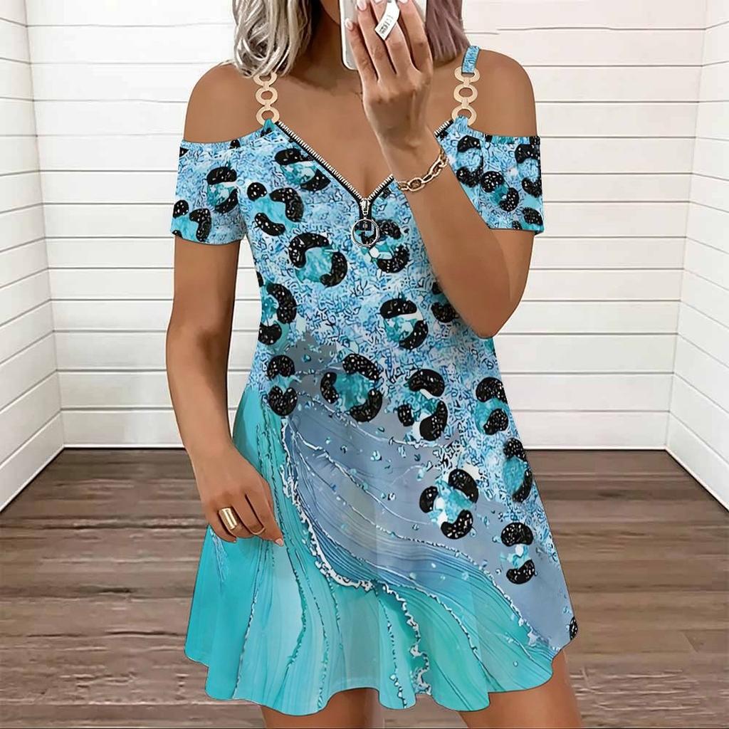 Damen ärmelloses Trägerkleid Übergröße Frischer botanischer Druck Lockerer Urlaubs-Sonnenkleid
