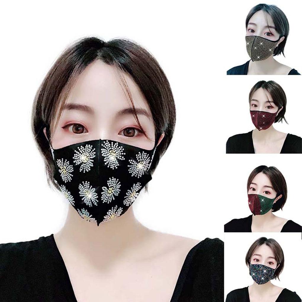 Unisex Rhinestone Cotton Face Mask Women Men Night Club Party Shining Rhinestone Mouth Mask