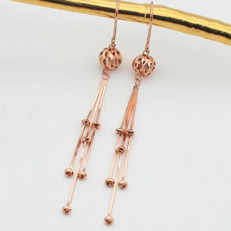 Fashion Light Luxury Bead Earrings for Women Snake Bone Chain Tassel Long Earings Classic Copper Plated Rose Gold Zircon