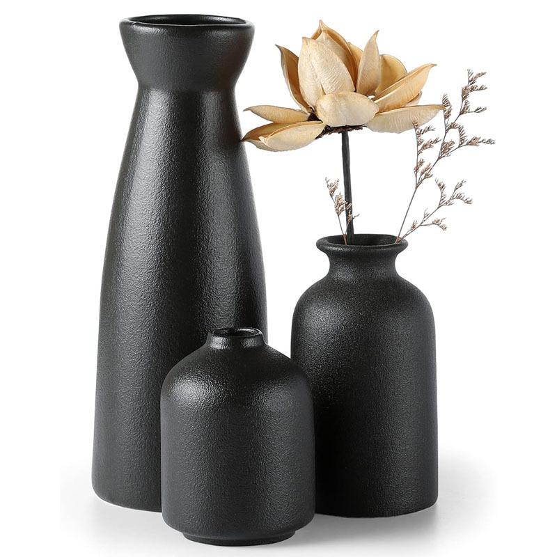 Set of Three Bohemian Ceramic Vases for Home Decor Living Room Bookshelf Dining Table Decorative Accessories
