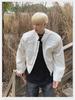2024 Retro White Leather Motorcycle Jacket with Shoulder Pads - Unisex Street Style