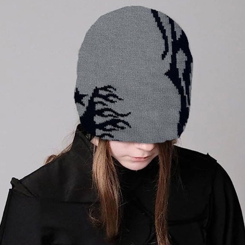 Knitted Beanies Hat for Women Men Popular Pattern Skull Hat Handmade Crochet Hat 2000s Hiphop Hat Casual Street Headwear