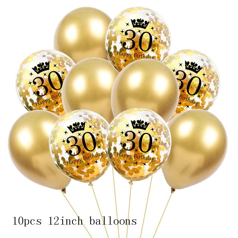 Black Gold 30 40 50 60 Years Birthday Party Confetti Balloon 30th 50th Birthday Party Decorations Adult Party Ballon Air Globos